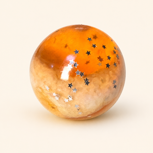 Amber Twilight Slush Sensory Ball on a milk-white background
