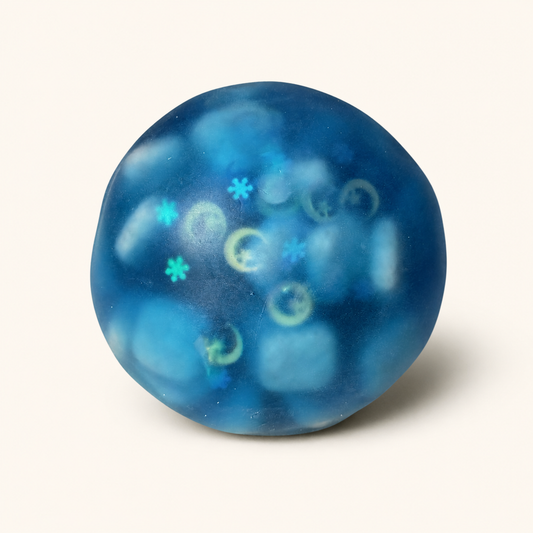 Moonlit Ocean Sensory Stress Ball on a milk-white background